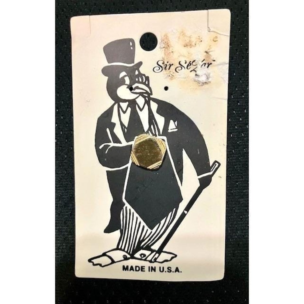 Vintage Sir Seymour Tie Tack Gold Tone on Display Card "AS IS"